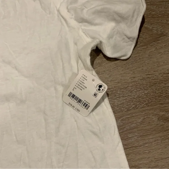 NWT We the Free Free People Nina White V-Neck Cotton T-Shirt Size L - Picture 7 of 7